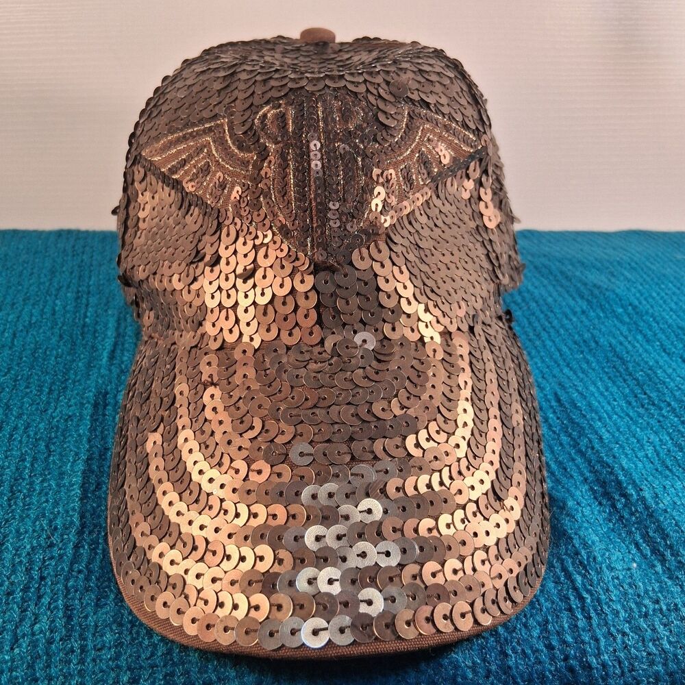 Gold Sequins Ball Cap Women's Adjustable Straps